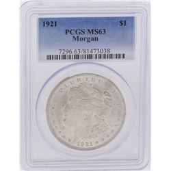 1921 $1 Morgan Silver Dollar Coin PCGS MS63