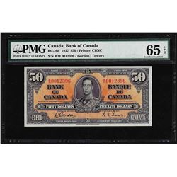 1937 $50 Bank of Canada Note PMG Gem Uncirculated 65EPQ