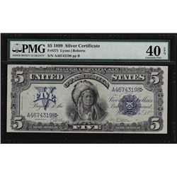 1899 $5 Indian Chief Silver Certificate Bank Note PMG Extremely Fine 40EPQ