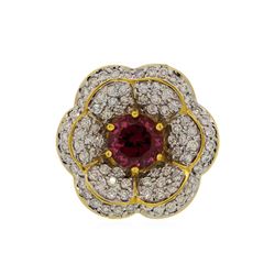 18KT Yellow Gold 2.55ct Red Spinel and Diamond Ring