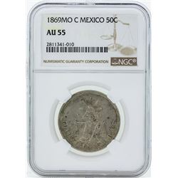 1869MO C Mexico 50 Centavos Coin NGC AU55