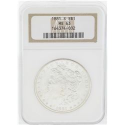 1881-S $1 Morgan Silver Dollar Coin NGC MS63