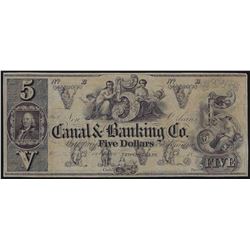 1800s $5 Canal Banking Co. New Orleans Obsolete Bank Note