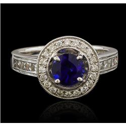 14KT White Gold 1.12ct Blue Sapphire and Diamond Ring