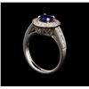 Image 4 : 14KT White Gold 1.12ct Blue Sapphire and Diamond Ring