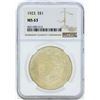 Image 1 : 1923 $1 Peace Silver Dollar Coin NGC MS63