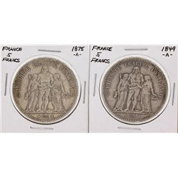 Lot of (4) France 5 Francs Silver Coins