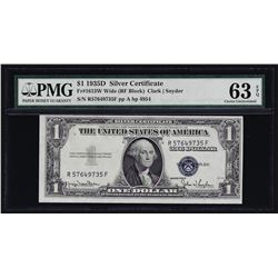 1935D $1 Silver Certificate Note Wide PMG Choice Uncirculated 63EPQ