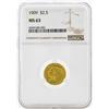 Image 1 : 1909 $2 1/2 Indian Head Quarter Eagle Gold Coin NGC MS63