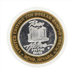 .999 Silver Reno Hilton $10 Casino Gaming Token Limited Edition