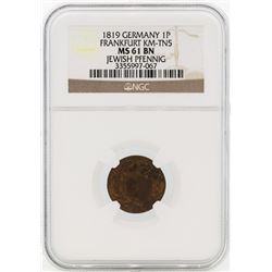 1819 Germany 1 Pfennig Copper Coin NGC MS61BN