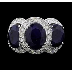 14K White Gold 10.08 ctw. Sapphire and Diamond Ring