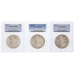 Set of (3) New Orleans Mint $1 Morgan Silver Dollar Coins PCGS MS65