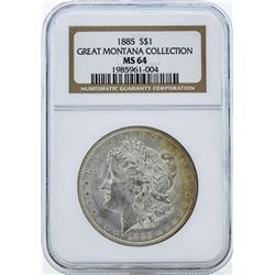 1885 $1 Morgan Silver Dollar Coin NGC MS64