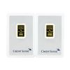 Image 1 : Set of (2) 5 Gram Credit Suisse .9999 Fine Gold Ingot Cards