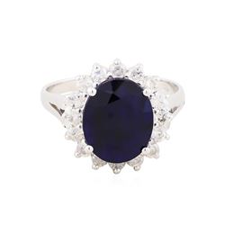 14KT White Gold 3.54ct Sapphire and Diamond Ring