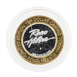 .999 Silver Reno Hilton $10 Casino Gaming Token Limited Edition