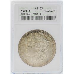 1921 VAM1 $1 Morgan Silver Dollar Coin ANACS MS63
