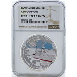 2007P $1 Australia Davis Station Proof Silver Coin NGC PF70 Ultra Cameo