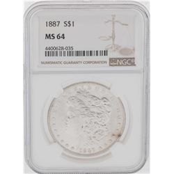 1887 $1 Morgan Silver Dollar Coin NGC MS64