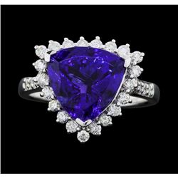 Platinum 5.16ct Tanzanite and Diamond Ring