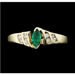 10KT Yellow Gold Ladies 0.25ct Emerald and Diamond Ring