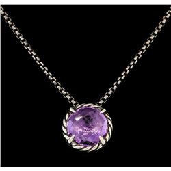 David Yurman .925 Silver 2.00ct Amethyst Pendant with Chain