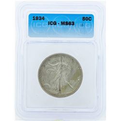 1934 Walking Liberty Half Dollar Coin ICG MS63