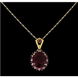 14KT Two Tone Gold 6.51ctw Ruby and Diamond Pendant with Chain