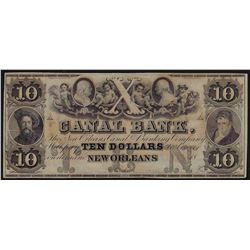 1800s $10 Canal Bank New Orleans Obsolete Bank Note