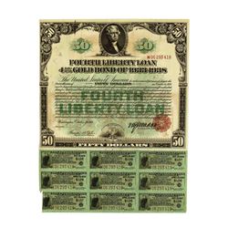 1918 $50 Liberty Loan Bonds - 9 Coupons