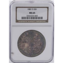 1881-S $1 Morgan Silver Dollar Coin NGC MS65