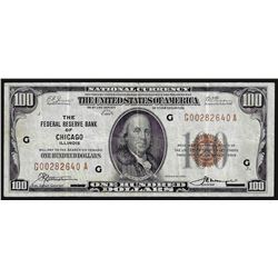 1929 $100 Federal Reserve Bank of Chicago National Currency Note
