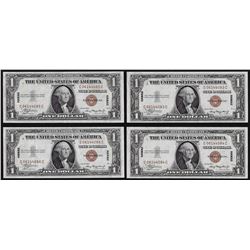 Lot of (4) Consecutive 1935A $1 Silver Certificate WWII Emergency Hawaii Notes
