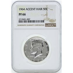 1964 Accent Hair Kennedy Half Dollar Silver Proof Coin NGC PF66