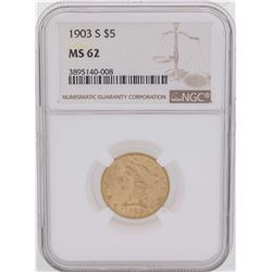 1903-S $5 Liberty Head Half Eagle Gold Coin NGC MS62
