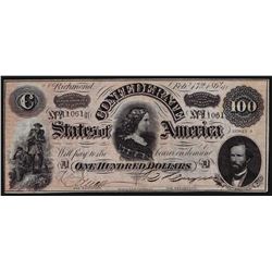 1864 $100 Confederate States of America Note