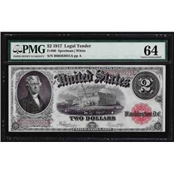 1917 $2 Legal Tender Note PMG Choice Uncirculated 64