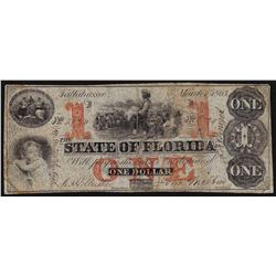 1863 $1 State of Florida Obsolete Note