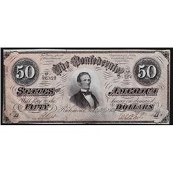 1864 $50 Confederate States of America Note