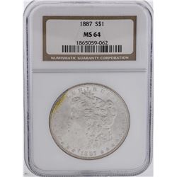 1887 $1 Morgan Silver Dollar Coin NGC MS64