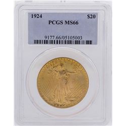 1924 $20 Saint Gaudens Double Eagle Gold Coin PCGS MS66
