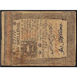 October 1, 1773 Ten Shillings Colonial Currency Note