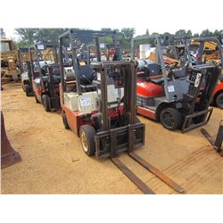NISSAN 50 FORKLIFT, - 4,655# CAP, LP GAS, SINGLE STAG, ROLL BAR