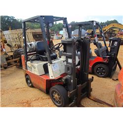 NISSAN 50 FORKLIFT, - 4,655# CAP, LP GAS, SINGLE STAGE, ROLL BAR