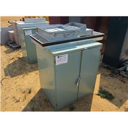 METAL STORAGE CABINET W/MISC FAN VENTS