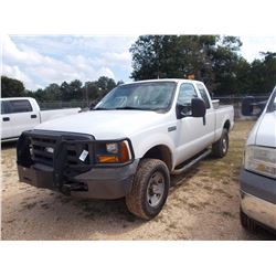 2005 FORD F250 PICKUP, VIN/SN:1FTSX21505EB95764 - 4X4, EXTENDED CAB, V8 GAS ENGINE, A/T, ODOMETER RE
