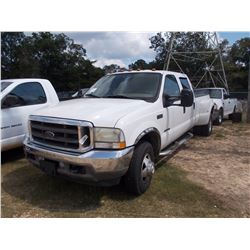 2002 FORD F350 DUALLY, VIN/SN:1FTWW33F82ED42053 - CREW CAB, FORD POWER STROKE DIESEL ENG, A/T, ODOME