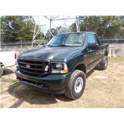 2002 FORD F250 PICKUP, VIN/SN:1FTNX21L92EC49750 - 4X4, EXTENDED CAB, V8 GAS ENGINE, A/T, ODOMETER RE
