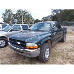 2001 DODGE DAKOTA PICKUP, VIN/SN:1B7GG2AN115215912 - 4X4, CREW CAB, V8 GAS ENG, A/T